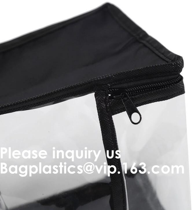 Clear Zipper Bag With Compression Packing Closure,Toiletry Bag With Pink Trim And Zipper Closing PVC zipper pouch bageas