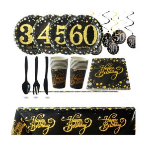 Quality 50th 60th 70th 80th Gold Disposable Party Tableware wholesale