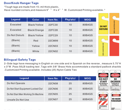 Safety Warning Tag Customized Plastic Lockout Tags Safety Lockout Tagout