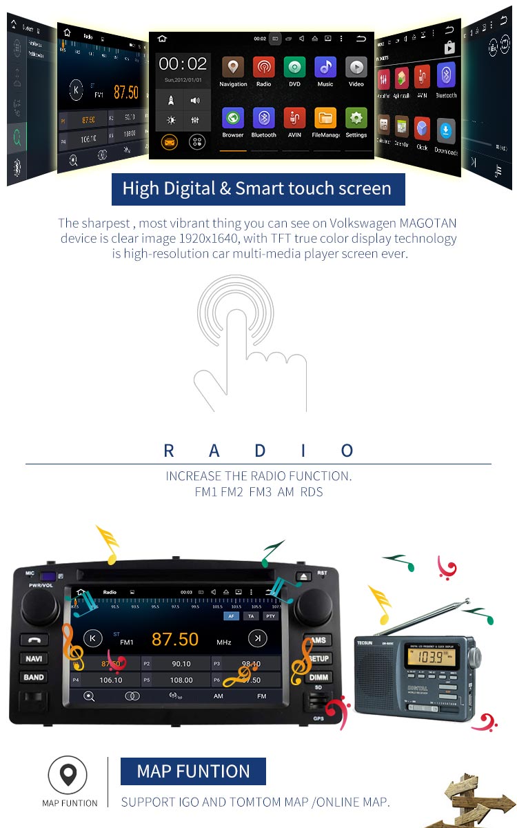 Radio GPS Navigation Android Car DVD Player With Android 7.1 SD USB Stereo