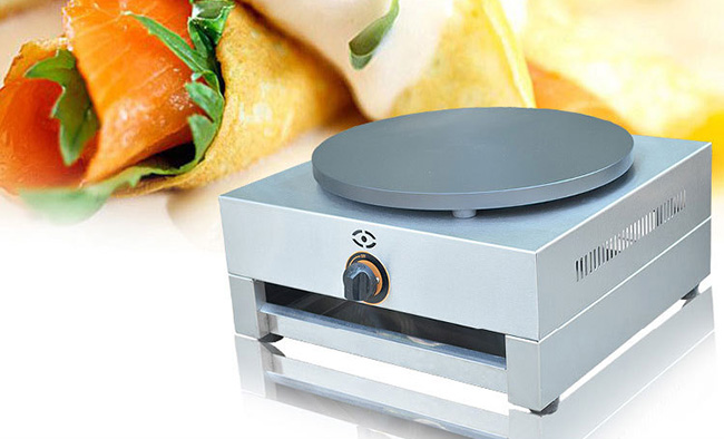 Non Stick Pancake Pan Griddle Snack Food Processing Equipment / Single Plate Gas Crepe Machine