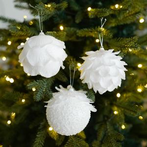 Quality White Petal Christmas Ball Christmas Atmosphere Decoration wholesale