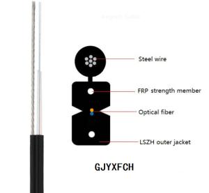 Quality FTTH Fiber Optic Drop Cable , GJYXCH Outdoor Optical Fiber Cable Black Color wholesale