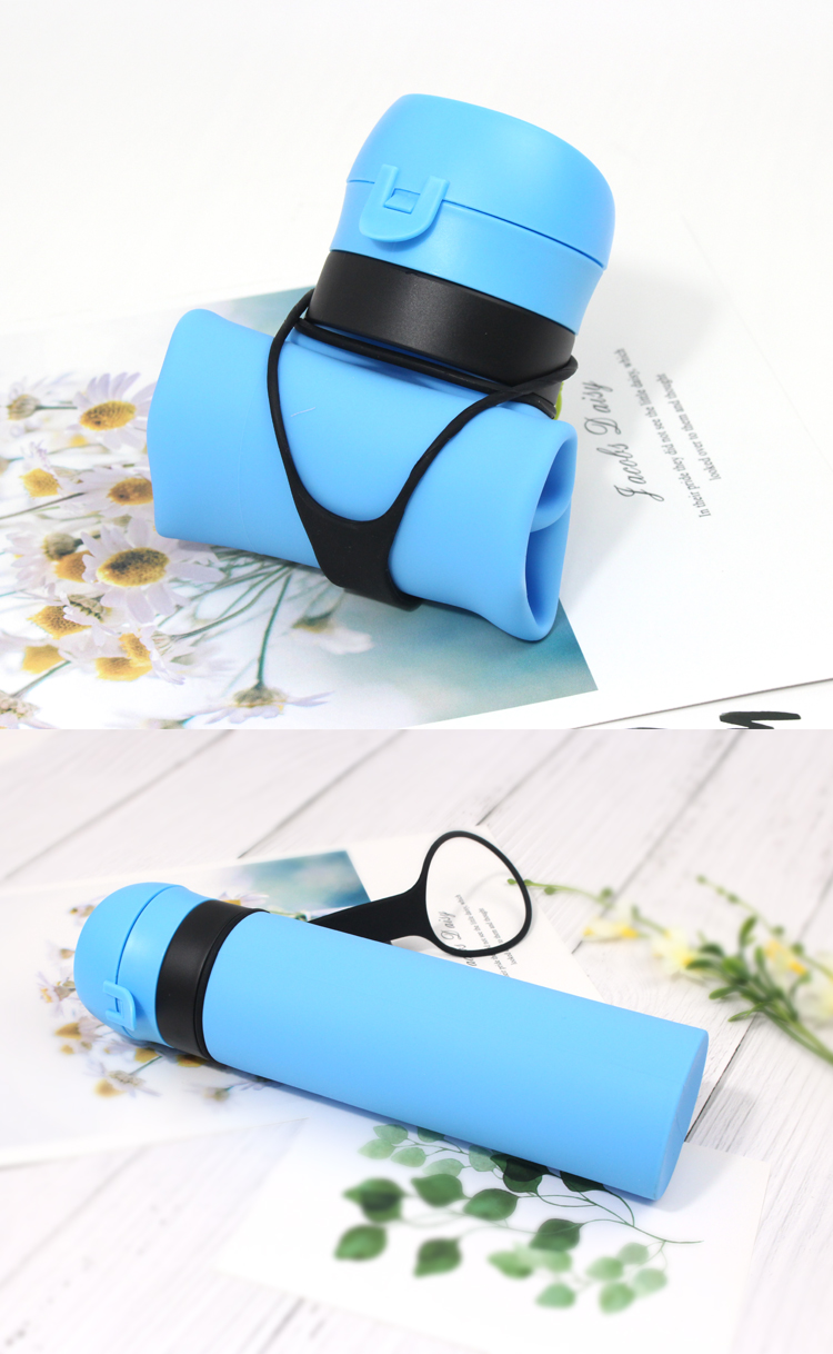 600ml Drinking Water Silicone Foldable Bottle With Sling