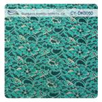 Green Metallic Guipure Lace Fabric , Nylon Cotton Fabric Flower Lace