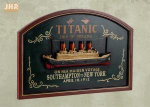 Quality Memorial Titanic Wall Decor Wooden Wall Plaques Resin Cruise Ship Antique Wood Pub Sign wholesale