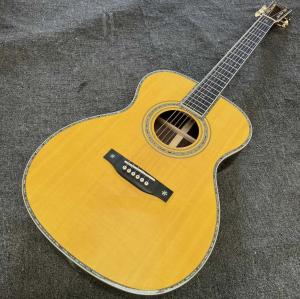 Quality Custom Logo on Headstock, Solid Spruce OM Body Solid Rosewood Back Side Acoustic Electric Guitar Abalone Binding wholesale