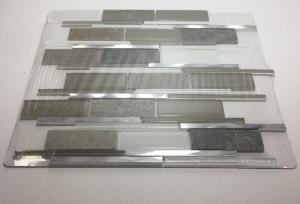 China Art Gray Select Glass Mosaic Tile Backsplash Mix Aluminum Mosaic Strip Shaped on sale