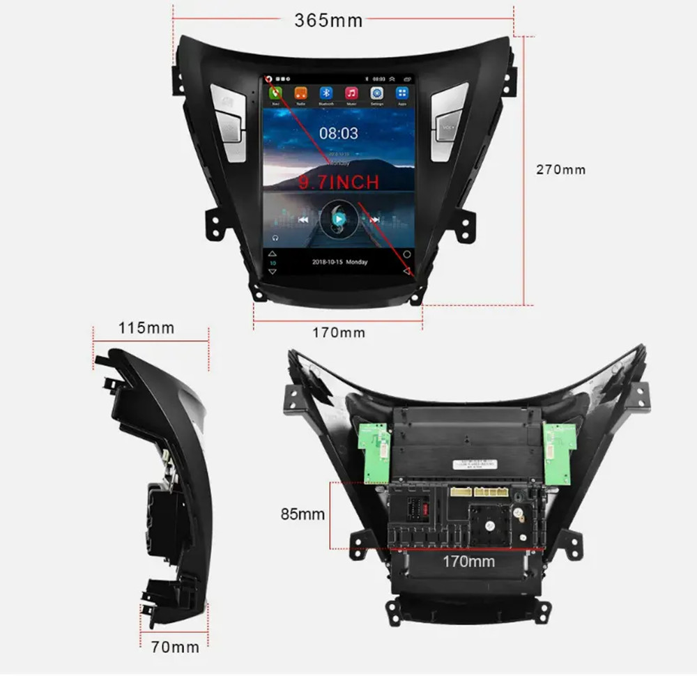 9.7Inch Android Auto Stereo Radio For Toyota Elantra 2012-2016 CarPlay