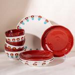 Business Gifts Technique Under Glazed Porcelain Dinner Set For Red Spring