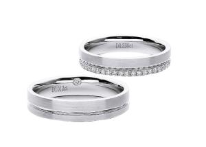 Quality Simple Circular Groove Design 12g White Gold Couple Rings wholesale