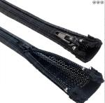 Flexible Black Zipper Cable Sleeve Braided Wrap For Wire Protection