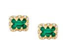 5×7MM Emerald Cut Diamond Earrings With Sprinkled Diamond for Gift