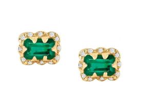 Quality 5×7MM Emerald Cut Diamond Earrings With Sprinkled Diamond for Gift wholesale