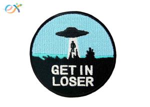 Round Shape Iron On Embroidered Patches Polyester Material For Garment Accessories