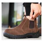 Brown Anti Electric Shock Shoes S3 Plastic Toe Safety Boots Anti Slip