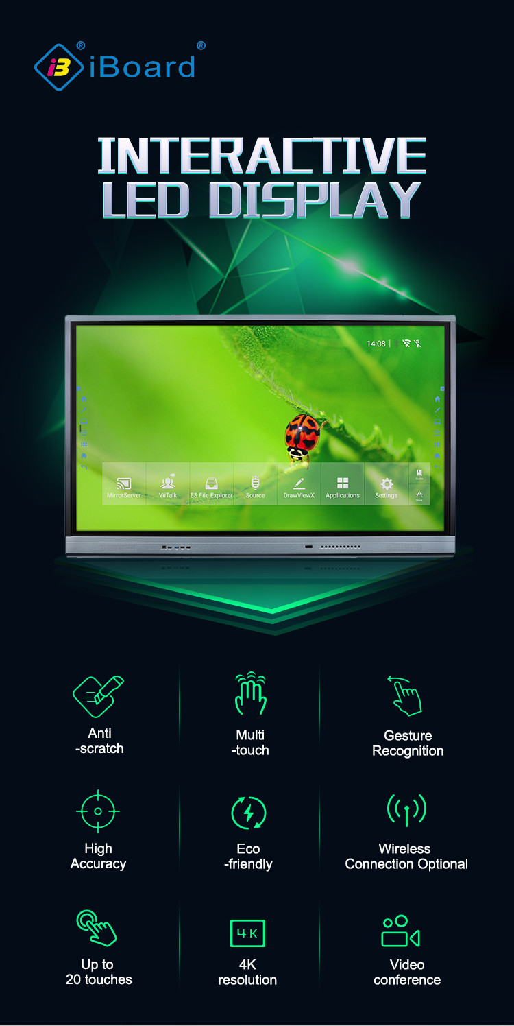 75" Interactive Touch Screen Whiteboard 4K Interactive Multi Touch Display HD