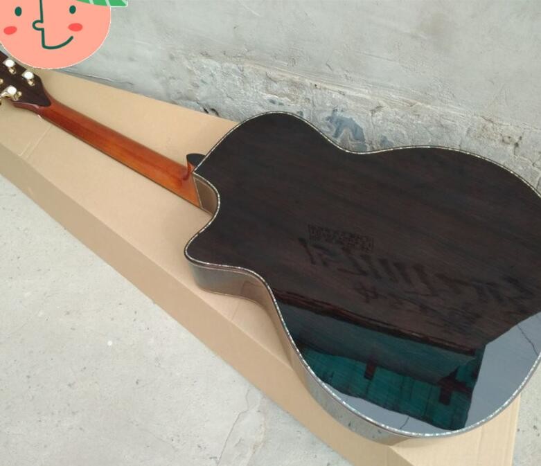 Custom body cut acoustic guitar Real abalone solid top SP14 electric acoustic guitar