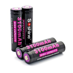 Quality high capacity rechargeable battery: Soshine 3.7V Li-ion 18650 3100mAh Protected Battery wholesale