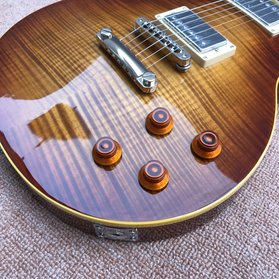 standard LP 1959 R9 electric guitar, Tobacco burst maple top LP electric guitar, Tune-o-Matic bridge, Free shipping