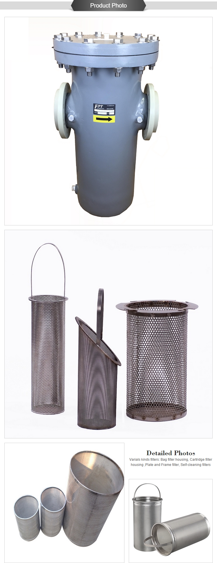 Water Filter Basket Strainer 316 Stainless Steel Mesh for Industrial Liquid Filtration