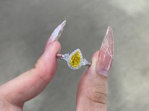 Quality 1.03ct Fancy Vivid Yellow Lab Created Diamond Ring 18k White Gold wholesale