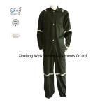 Chest Slant Pockets Cotton Lightweight Flame Retardant Coveralls Dark Green