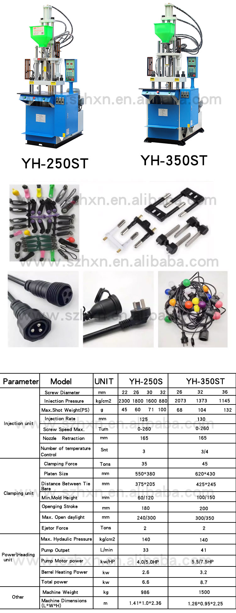 YH-350ST 35t Vertical Plastic Connector Injection Molding Machine with 20 kN Ejector Force