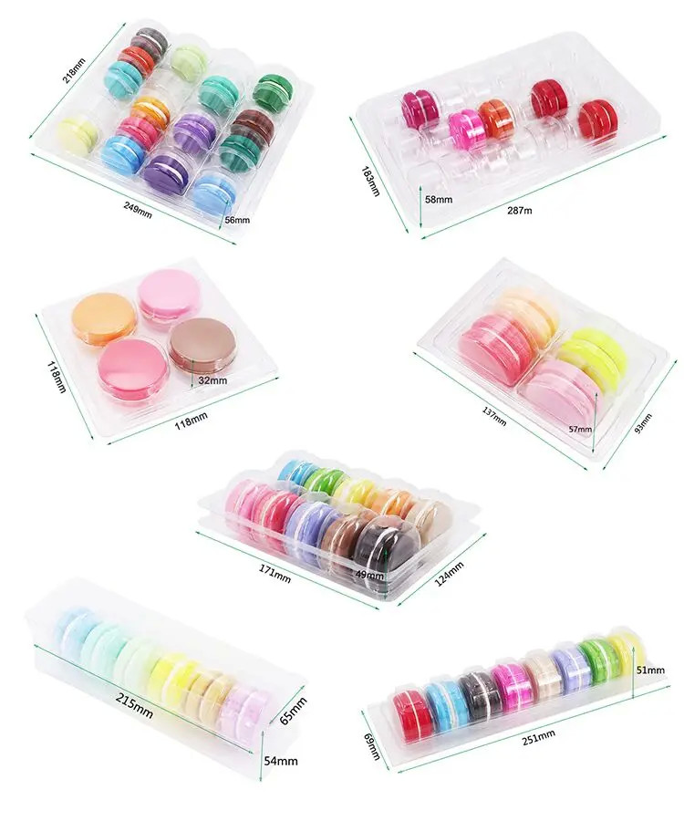 Customized Transparent Macaron Box Eco Friendly Hinged Clamshell Lightweight