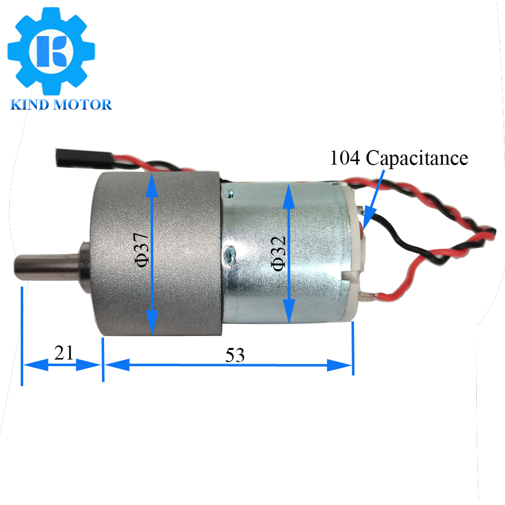 High quality low noise GM37 37mm dc 3v-24v dc gear motor with eccentric 6mm D shaft