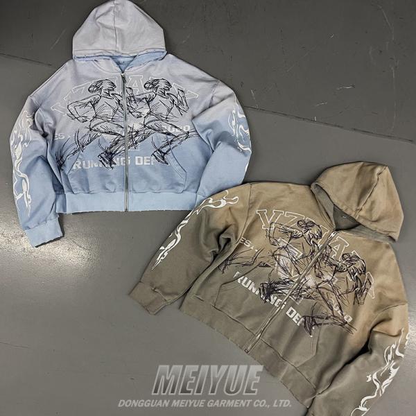 Cheap Custom Grams Vintage Distressed Gray Hoodie Heavyweight OEM ODM  Service for sale