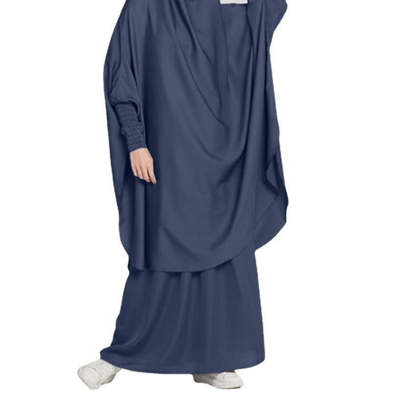 Arab Malay Abaya Women Turkey Robe Muslim Prayer Dress Solid Color Plus-Size