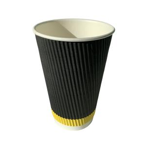 Quality Insulated Triple Wall Printed Paper Coffee Cups Stable PE Lining 16oz Ripple Cups wholesale