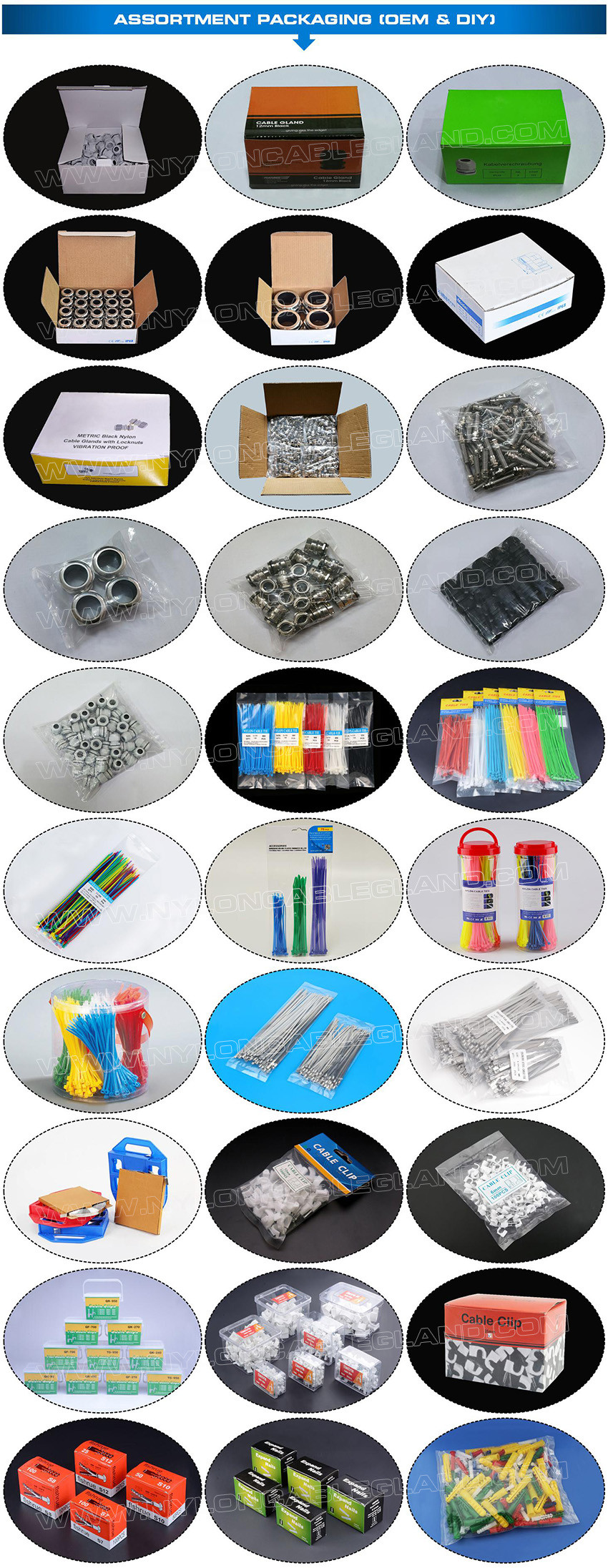 IP68 Synthetic Plastic Metric Cable Glands, IP69K Watertight Polyamide Nylon Cord Grips Glands with Seals & O-rings