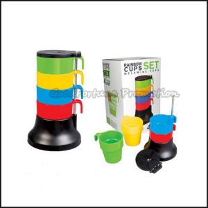 Quality customed logo promotion stacked 4pcs set Eco pp rainbowcoffee water milk bottle mug cup wholesale