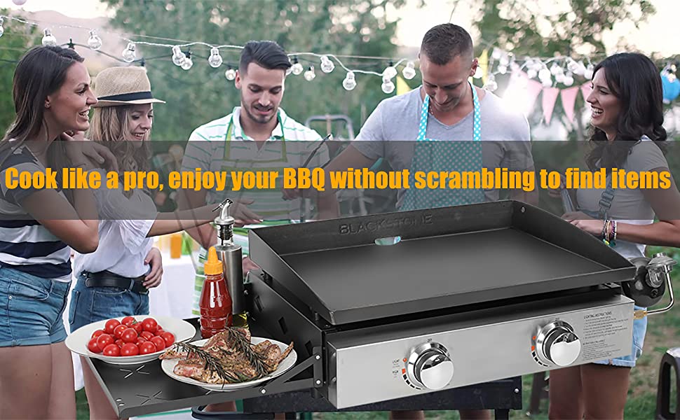 Single Tier Outdoor BBQ Table Shelf for Shape Metal Rectangular Griddle Side Storage