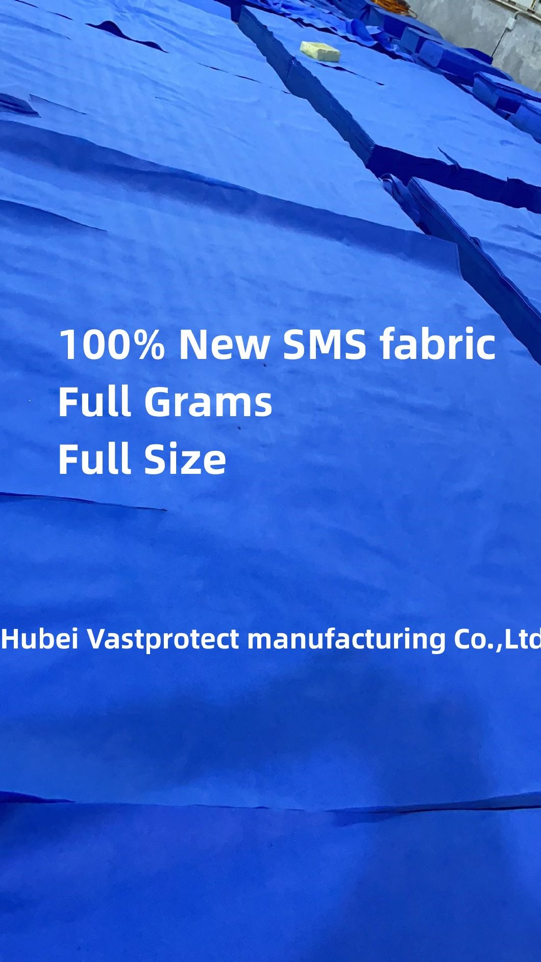 Disposable SMS Blue Isolation Gowns Level1/2/3 Reinforced Surgical Gowns