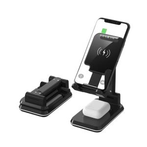 China Dual Coil Wireless Charging Station 10W Foldable Portable Phone Holder on sale