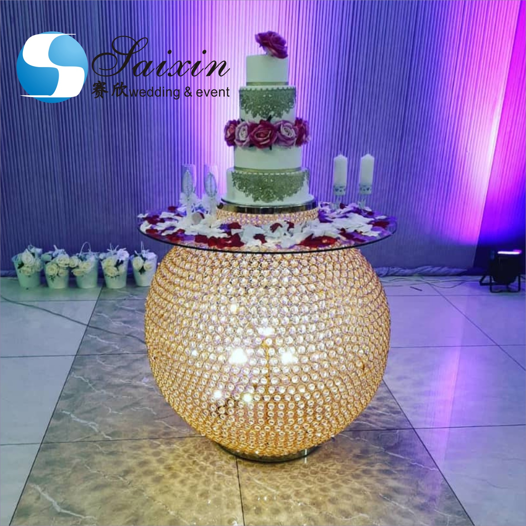 Unique gold sweetmeats acrylic stand cake table for wedding event party