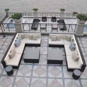 Quality Outdoor Character Nordic Style Hand-woven Garden Sofa Furniture Natural Rattan Cane Wicker Double Sofa Set wholesale