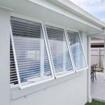 White Exterior Aluminum Window Awnings Vertical Swing Open