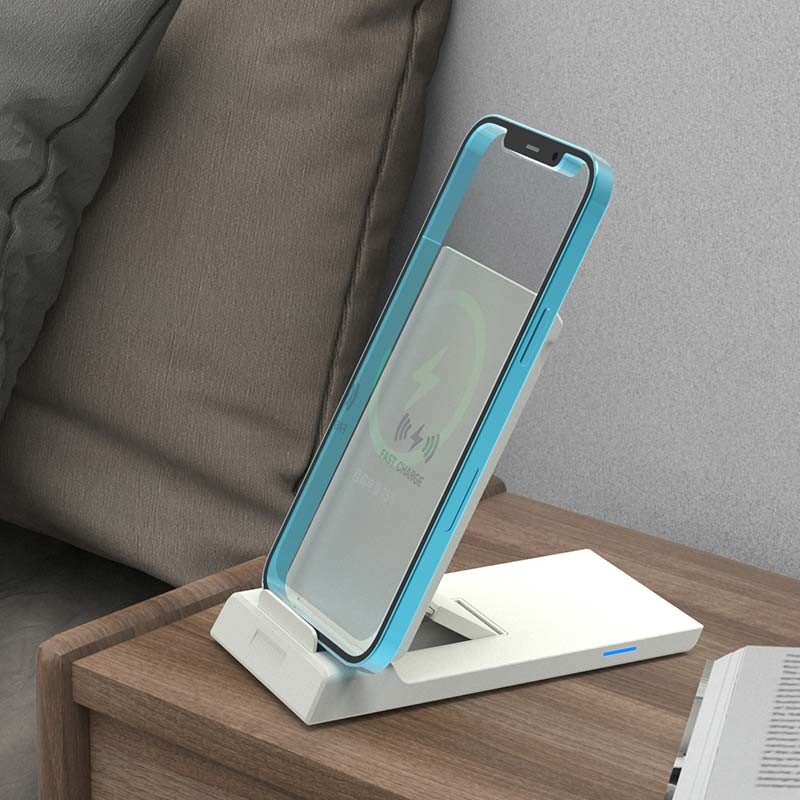 ABS PU Qi Standard Desktop Wireless Charger Response Long Distance