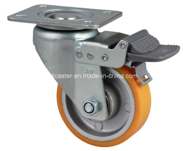 Ball Bearing Yellow Caster for Application Edl Medium 4" 300kg Plate Brake TPU