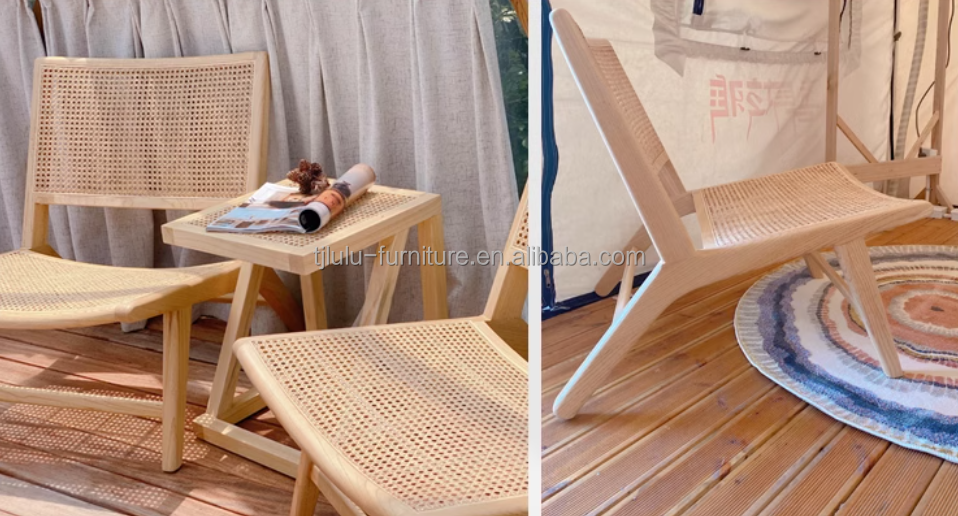 Modern Style Ash Wood Dining Chair and Rattan Lounge Chair W65*D80*H69CM for Modern Office Building Decoration