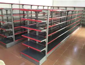 Quality Gray Gondola Racks Steel Supermarket Display Shelving for Convenient Store wholesale