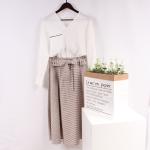 Women 100 Organic Cotton Striped Midi Skirt