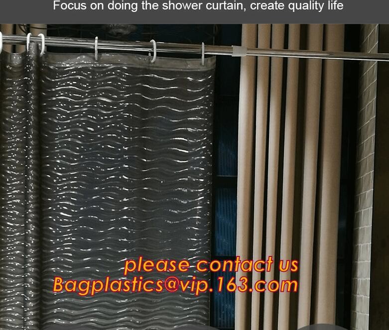 PEVA SHELF LINER, DRAWER MAT, shower curtain with resin hook set, pattern printed polyester shower curtain bagease pack