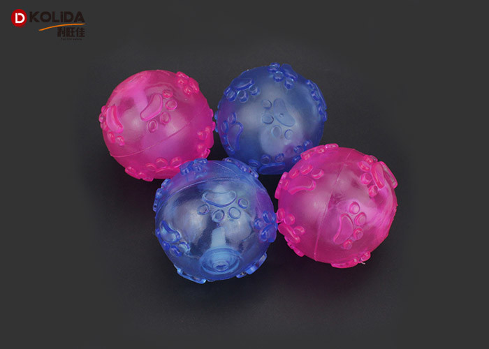 Elastic Light Up Balls Pink / Blue Color Rubber Material For Dog / Cat Molar