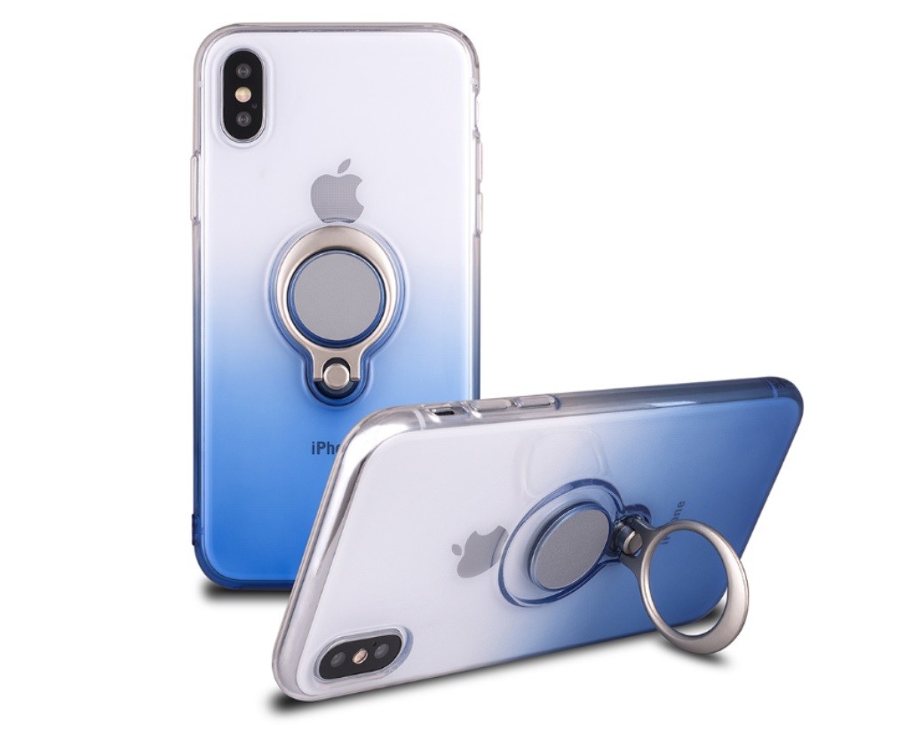 Color Gradient Ring Magnetic Car Mount Holder Soft TPU Case Back Cover For Huawei P20 Lite Mate 10 Lite/NOVA2i Y7 PRIME