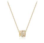 Micron Pave Cubic Zirconia Pendant 18K Gold Circle Necklaces For Women